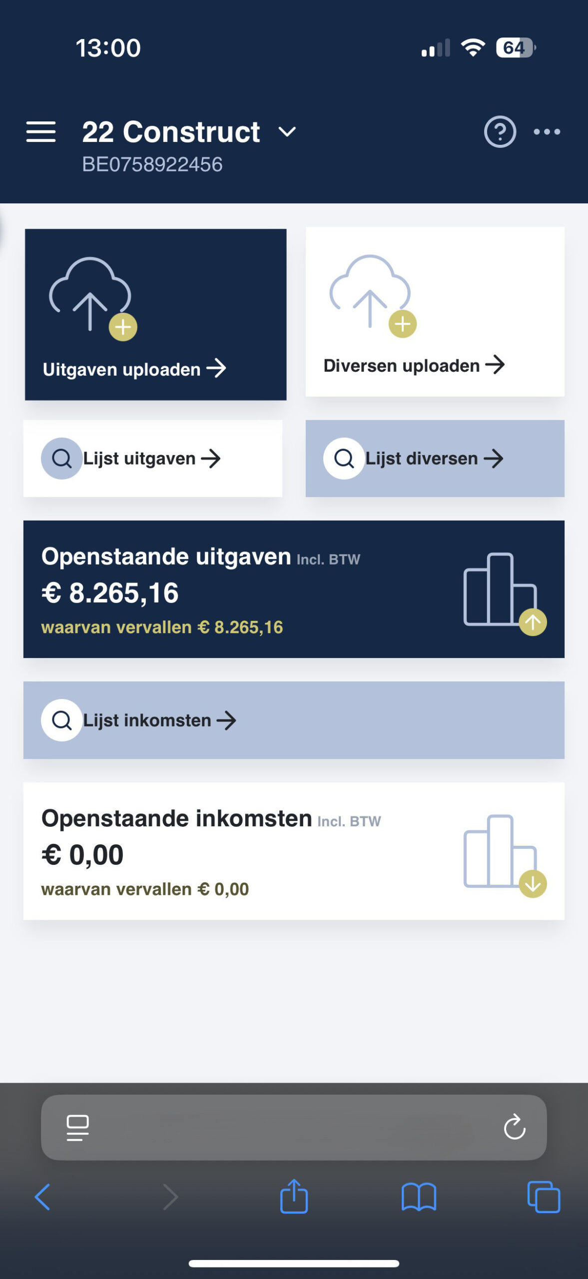 Mobiele applicatie screenshot